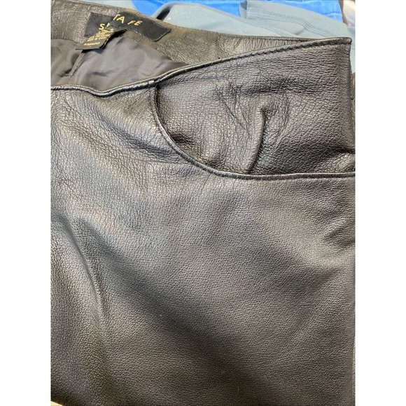 Santa Fe women's 100% leather pants black lined straight size 6 - Picture 9 of 10